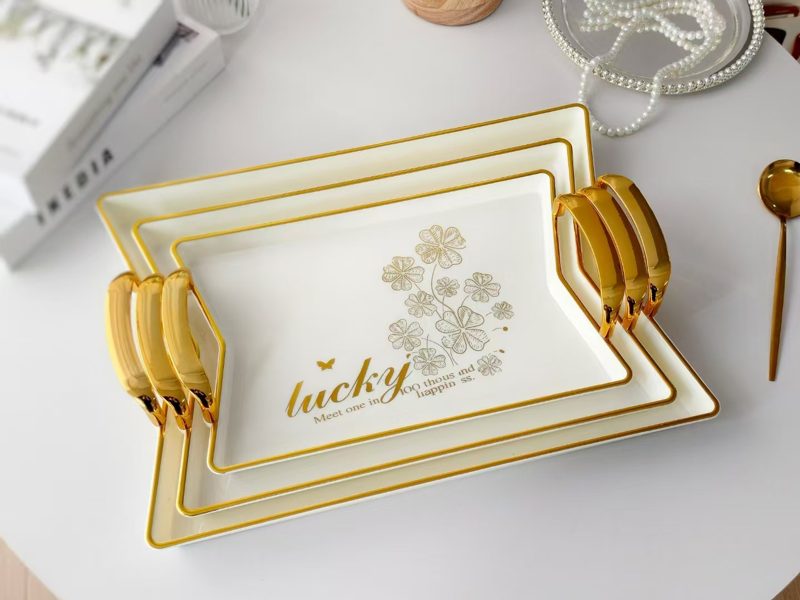 光面把手白色菱角形小号 (印lucky)