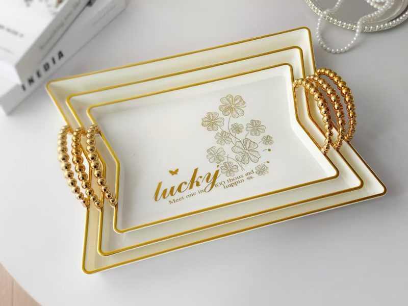 珠珠把手白色菱角形大号(印lucky)