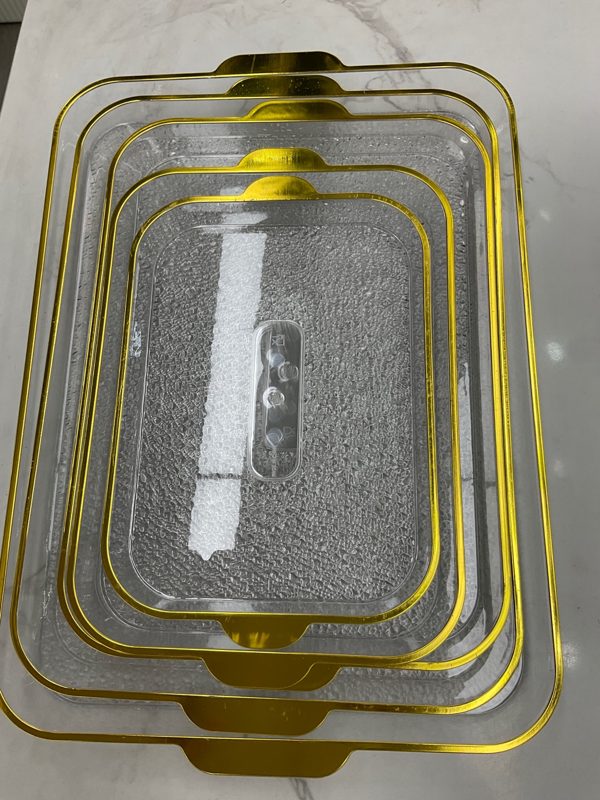 长方形烫金磨砂盘子特小号