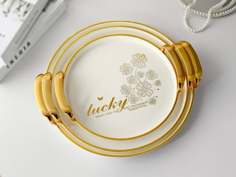 光面把手白色圆形小号(印lucky)