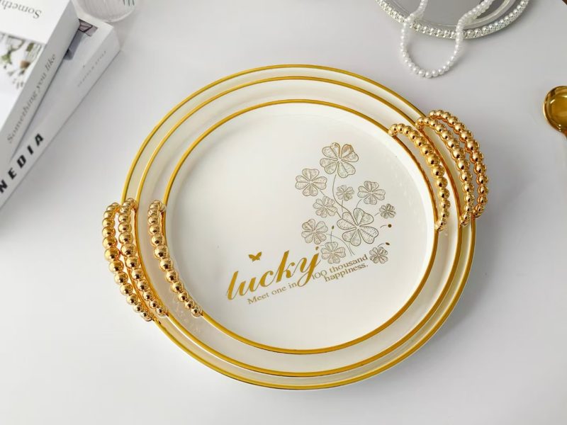 珠珠把手白色圆形中号(印lucky)