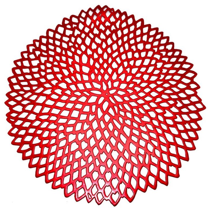 红色绣球花烫金餐垫