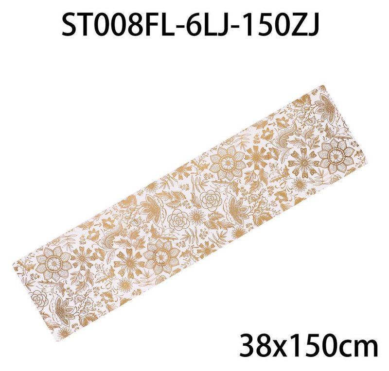 38*150cm金色花叶烫金飞淋桌巾