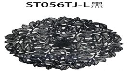 黑色小叶子圆镂空烫金餐垫