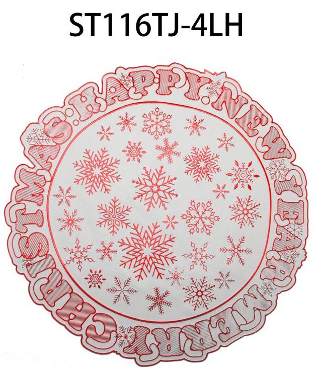 红色雪花圣诞加底烫金餐垫