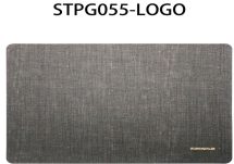 深灰带LOGO长方形皮革压边餐垫